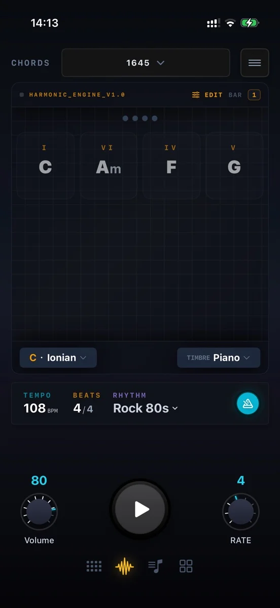 Chord progression playback screenshot