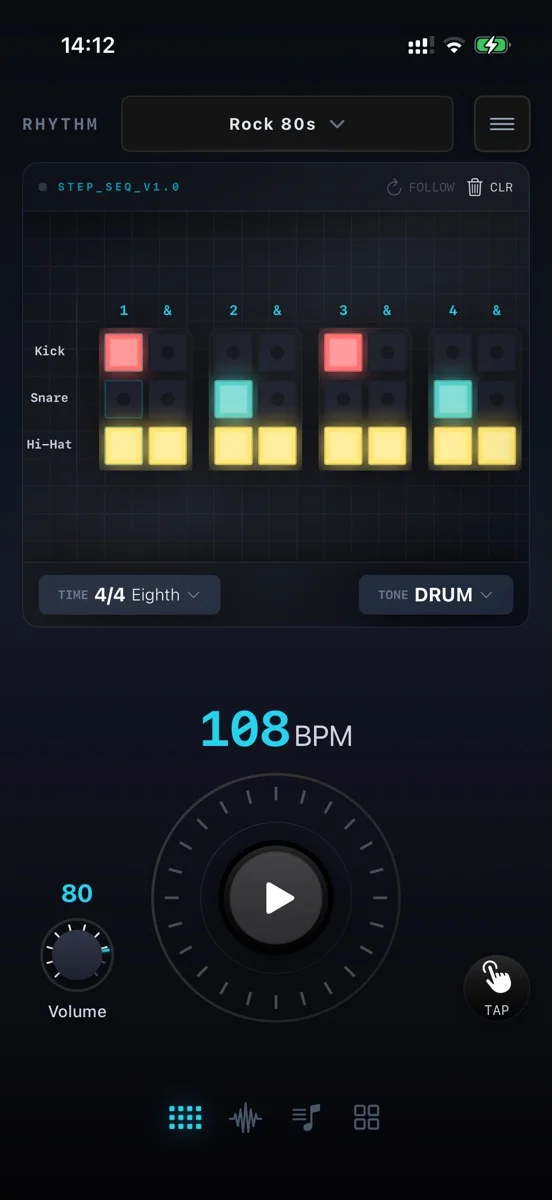 Visual rhythm sequencer screenshot